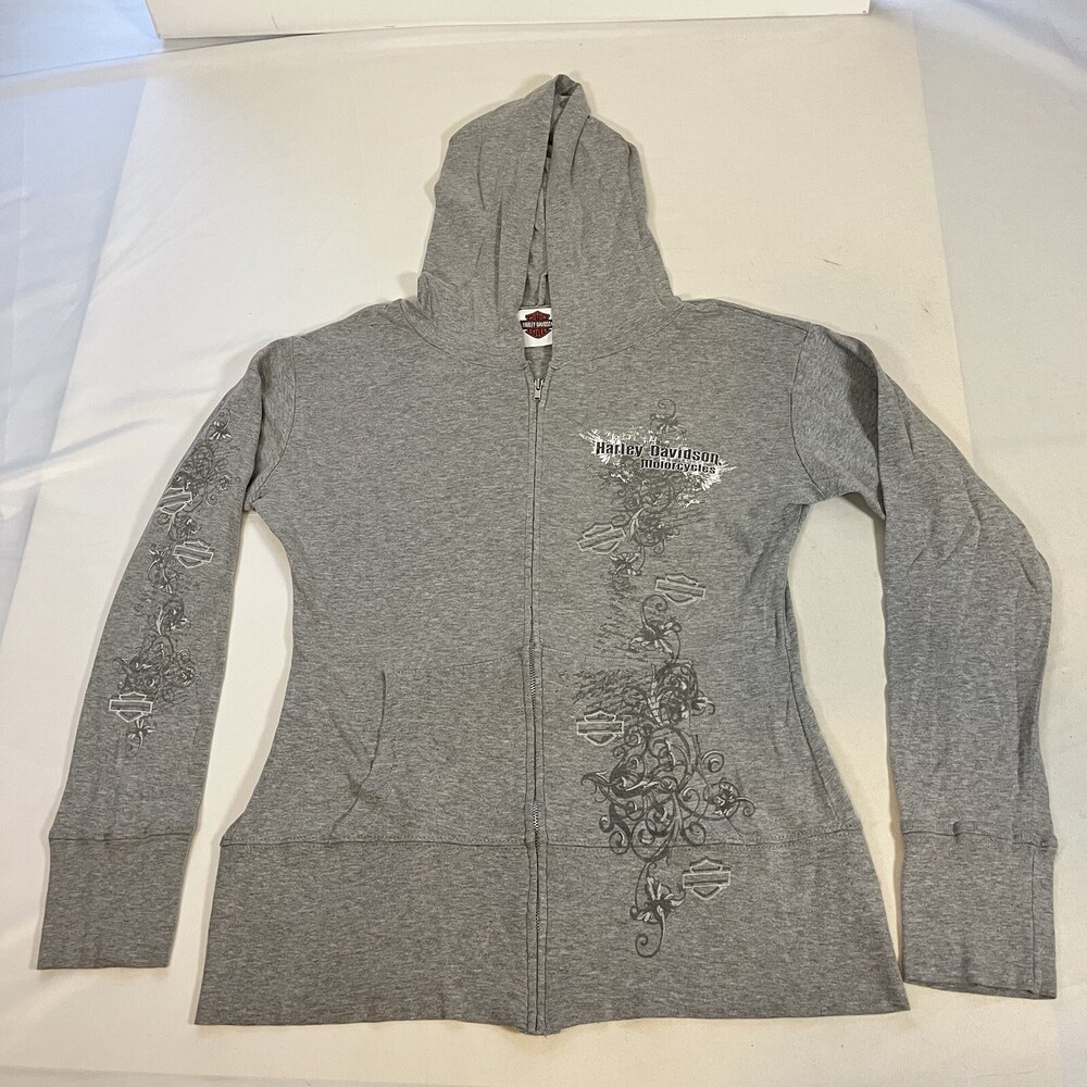 Vintage Harley Davidson Zip Hoodie Sweatshirt Biker Daytona Motorcycle Sweater